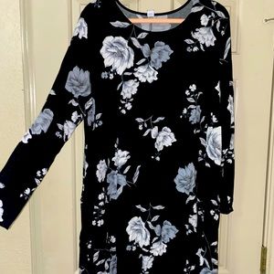Long sleeve black floral dress: Old Navy, size XXL